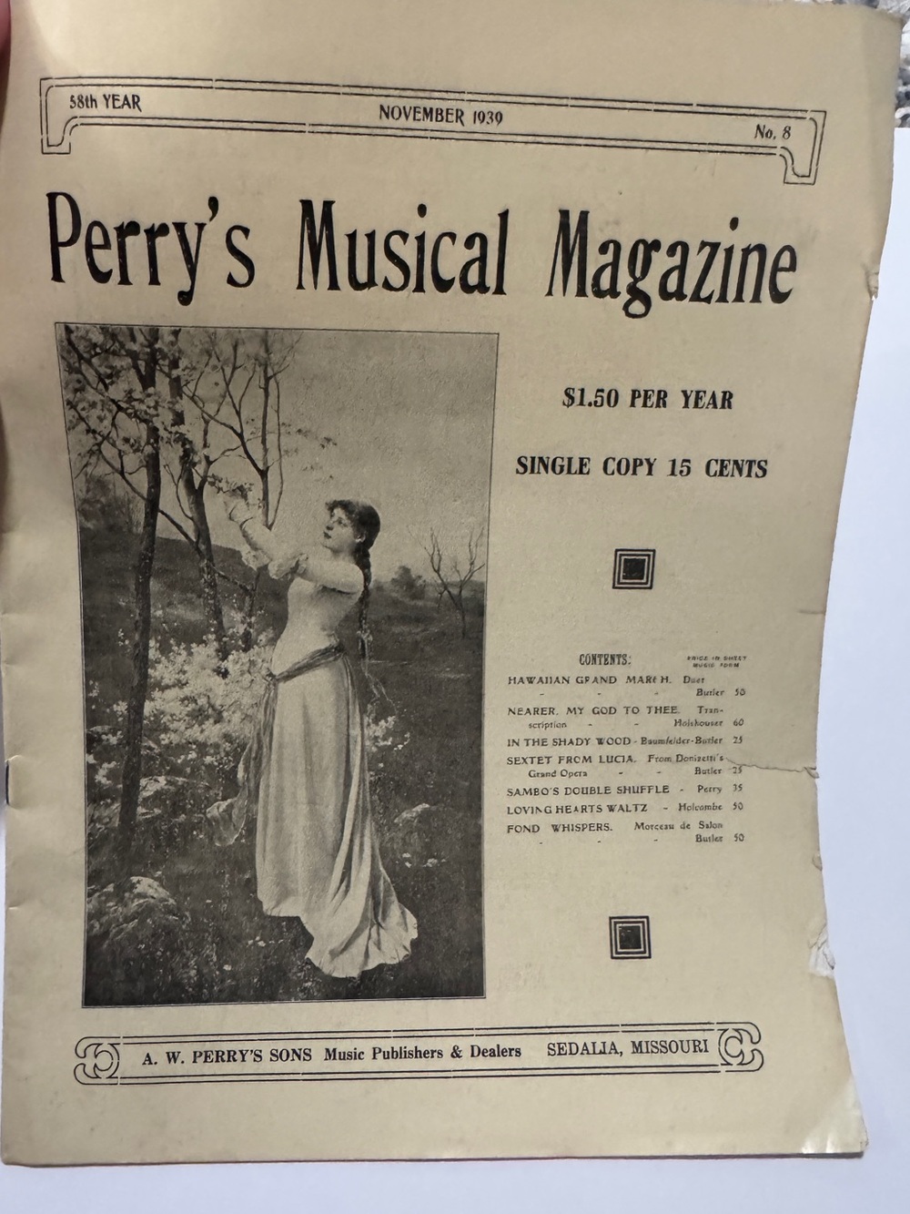 Antique 1930 Perry’s Musical Magazine November Sheet Music Sedalia Missouri